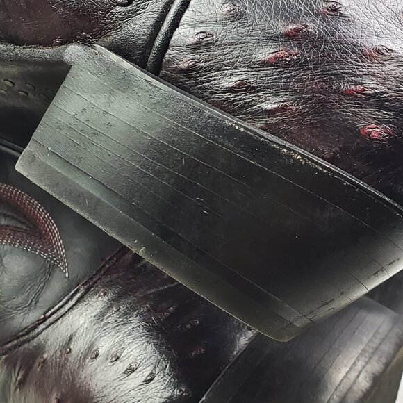 Nocona Boots Black Cherry Full Quill Ostrich Cowboy Barely Worn in Box Men 9.5 D - Picture 8 of 15